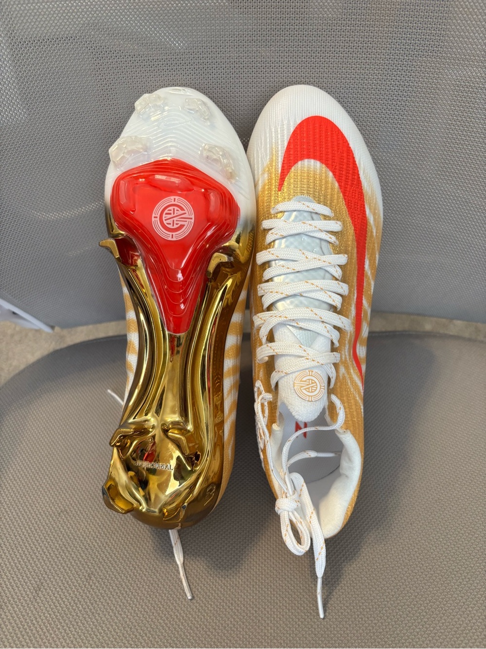 Nike Women's White, Gold & Red Athletic Cleats